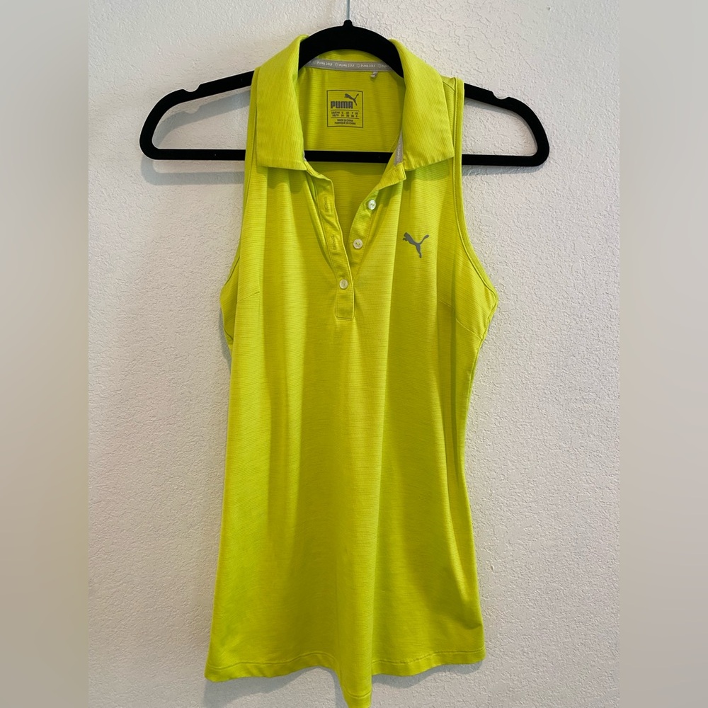 Puma Women's Lime Green Razerback Sleeveless Polo Top